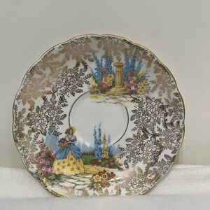 Colclough Vintage Crinoline Lady In Garden Saucer